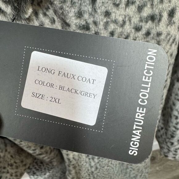 Gray Leopard Print Faux Fur Trench Coat - Picture 8 of 11